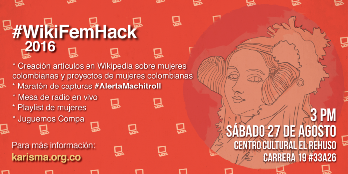#WikiFemHack 2016: Unete y llenemos a Wikipedia de mujeres colombianas