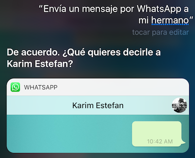 Siri WhatsApp iOS 10
