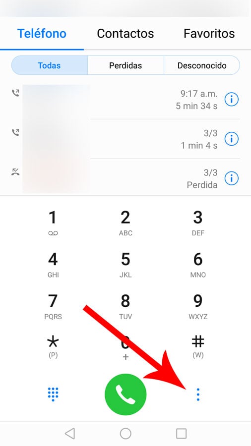 Cómo recibir llamadas en Android: Seleccioné opciones de teléfono
