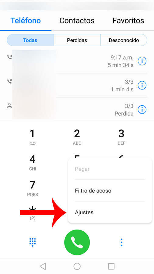 Cómo recibir llamadas en Android: Seleccione ajustes