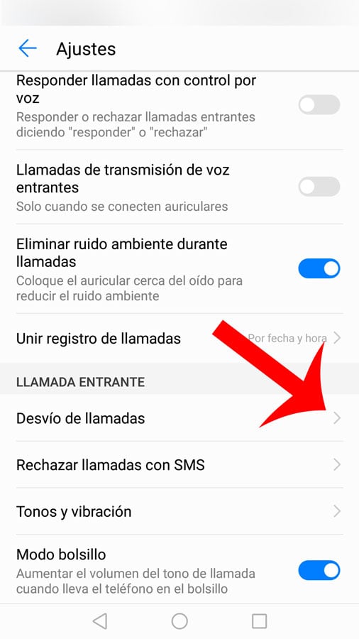 Cómo recibir llamadas en Android: Selecciona desvío de llamadas