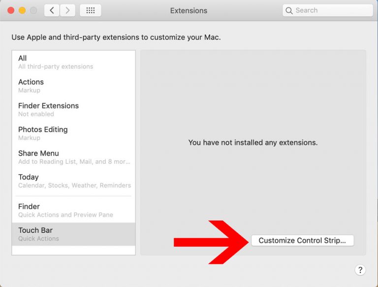 Paso 1 para personalizar la acciones rápidas en el Touch Bar Techcetera