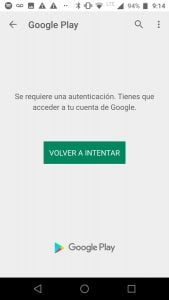 Error de autenticación