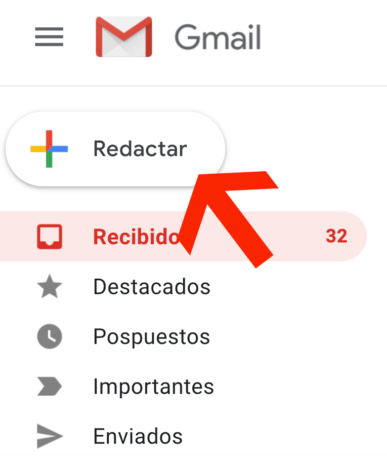 Botón de redactar de Gmail