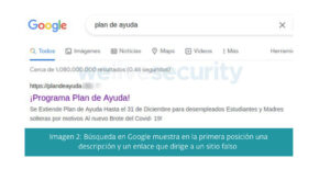 Otra prueba encontrada por Eset que demuestra el posicionamiento de sitios maliciosos