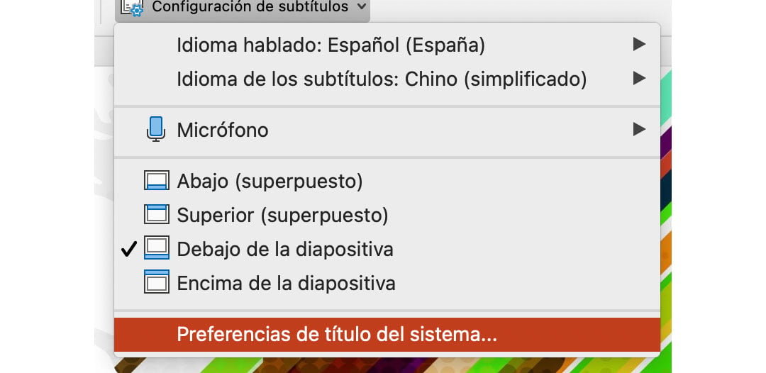 Preferencias del título del sistema en PowerPoint 365