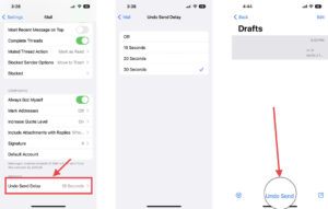 El proceso de cancelar en el envío en Mail para iOS