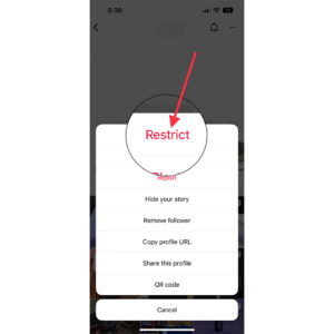 Restringir a alguien en Instagram 2