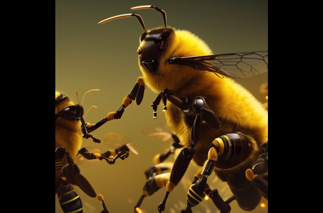 Un supuesto detalle de una abeja africana dentro de una colonia creado por la Inteligencia Artificial Generativa