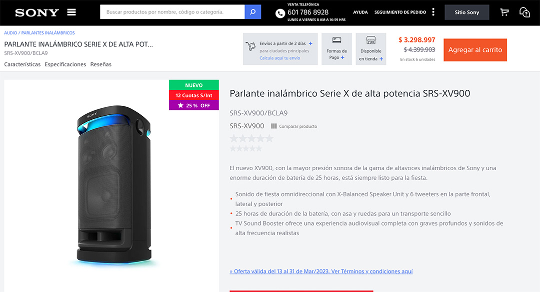 El precio del Sony XV900