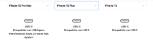 El puerto USB de los nuevos dispositivos de la familia del iPhone 15