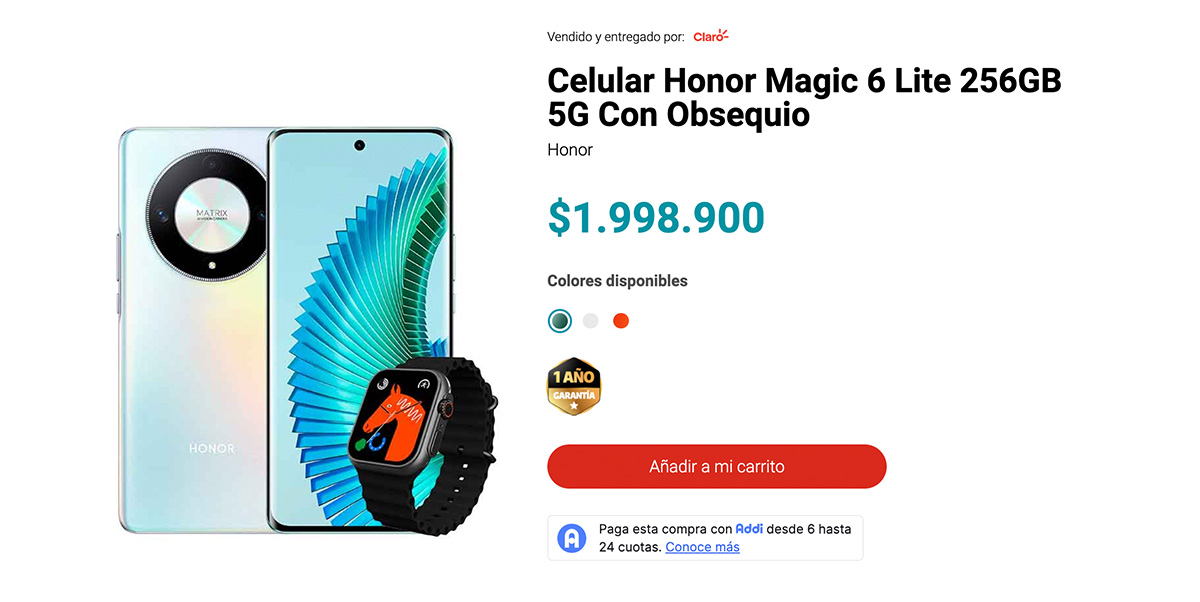La promo de lanzamiento del HONOR Magic 6 Lite eb Claro colombia