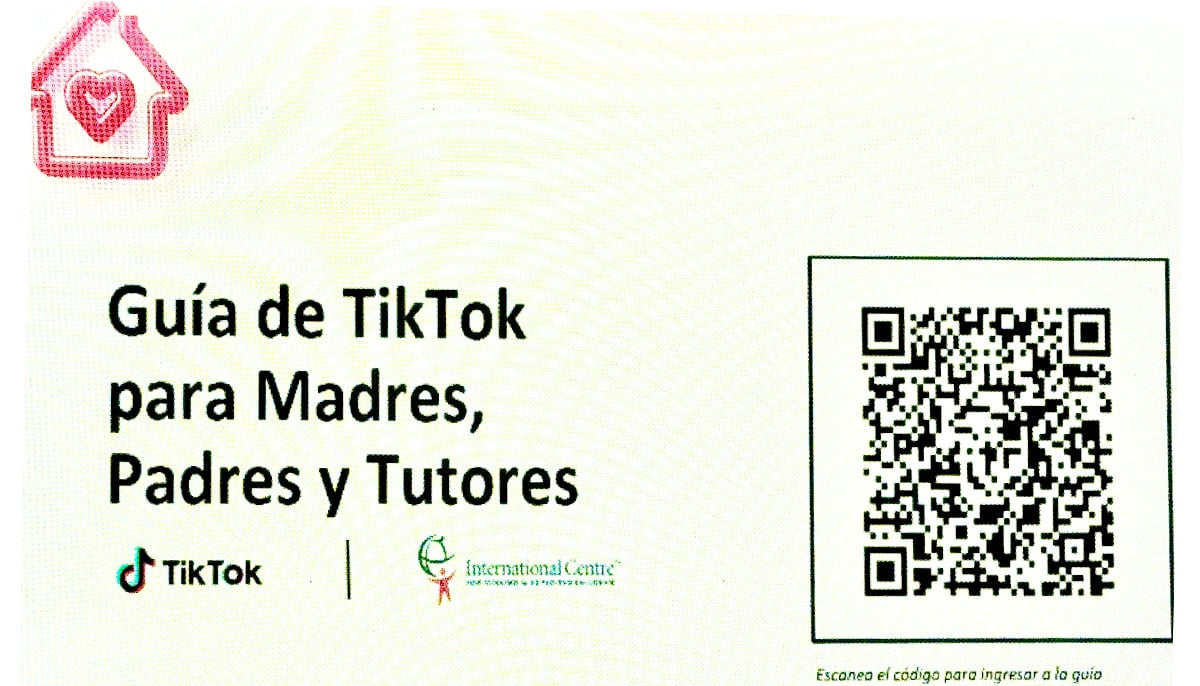 El código de ingreso a la guía de TikTok para padres y tutores