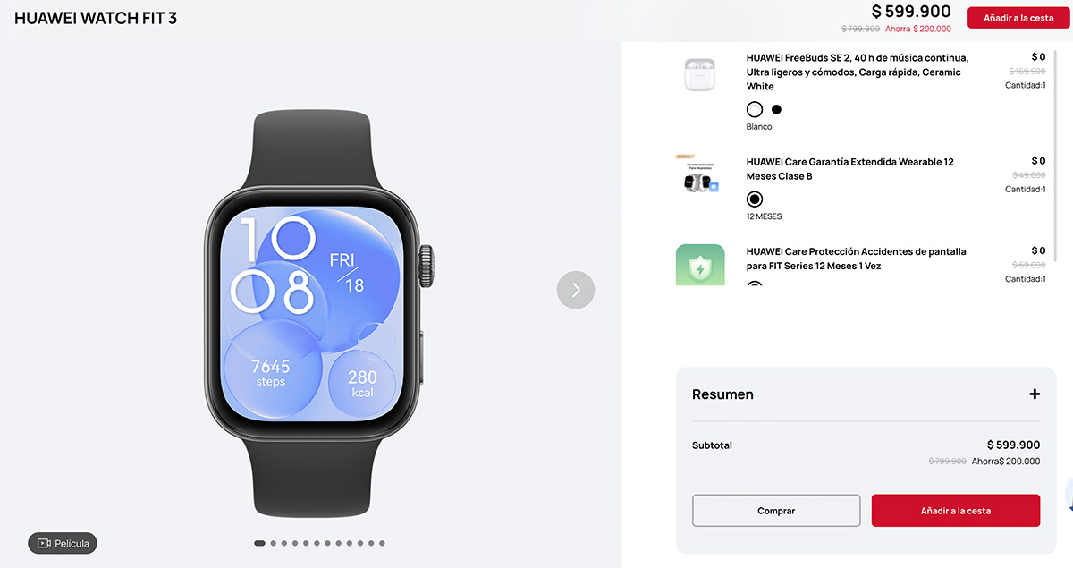 El precio en promoción del Watch Fit 3 en Colombia