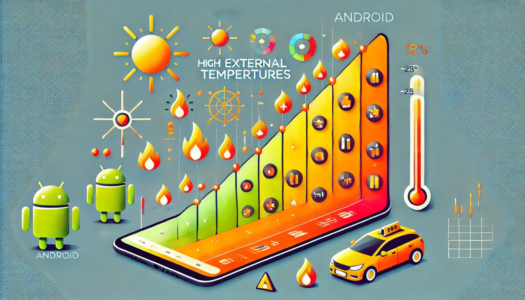 Android que se sobrecalienta en el carro expuesto al sol