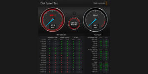 Algunas pruebas con la app de BlackMagic Disk Speed Test