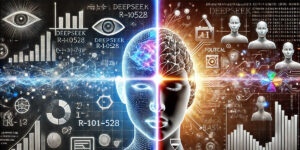 Ilustración acerca del entusiasmo y la preocupación generados por el lanzamiento de DeepSeek R1-0528