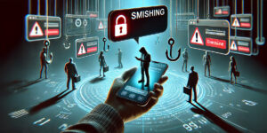 Ilustración generada con IA acerca del Smishing