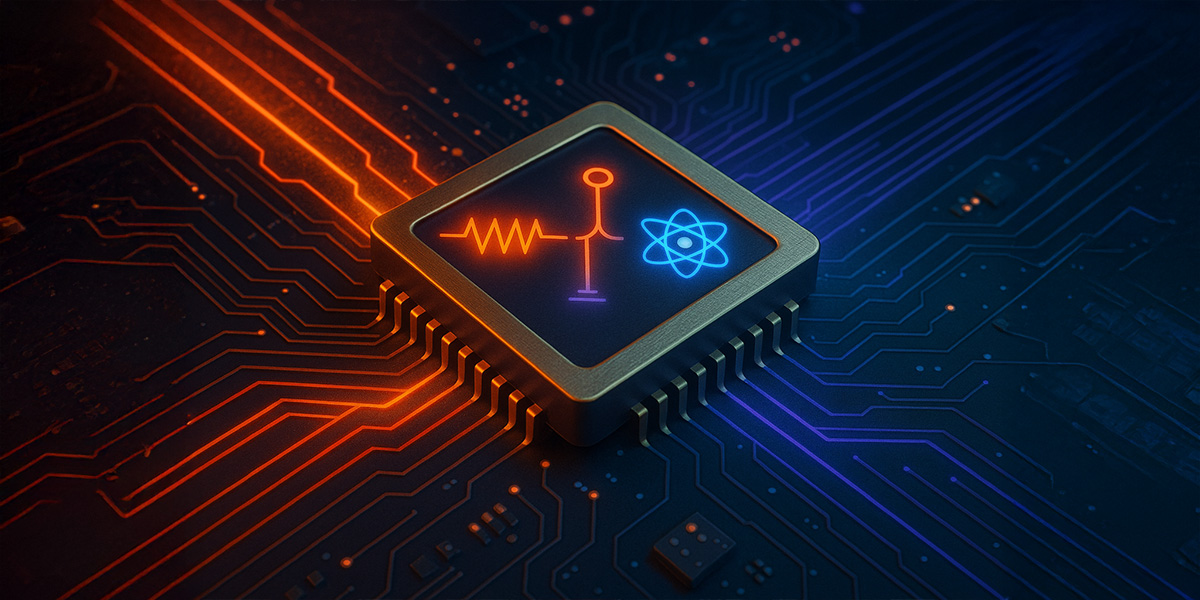 Ilustración hecha con IA de lo que sería la idea de Chips híbridos