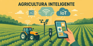 Ilustración con IA de la Agricultura Inteligente