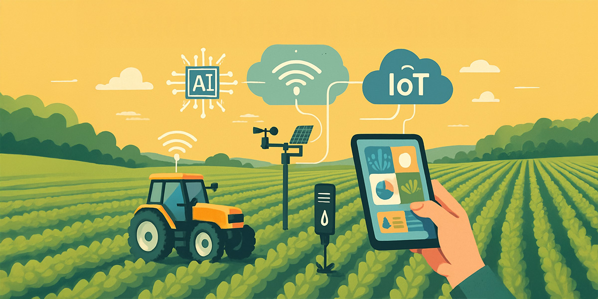 Ilustración con IA de la Agricultura Inteligente