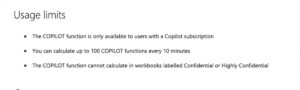 Limitaciones de Copilot en Excel