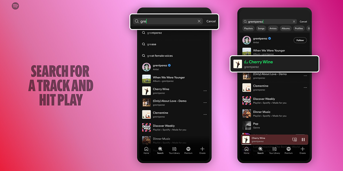 La búsqueda en Spotify gratis mejora