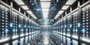 Ilustración de un data center con bases de datos vectorial