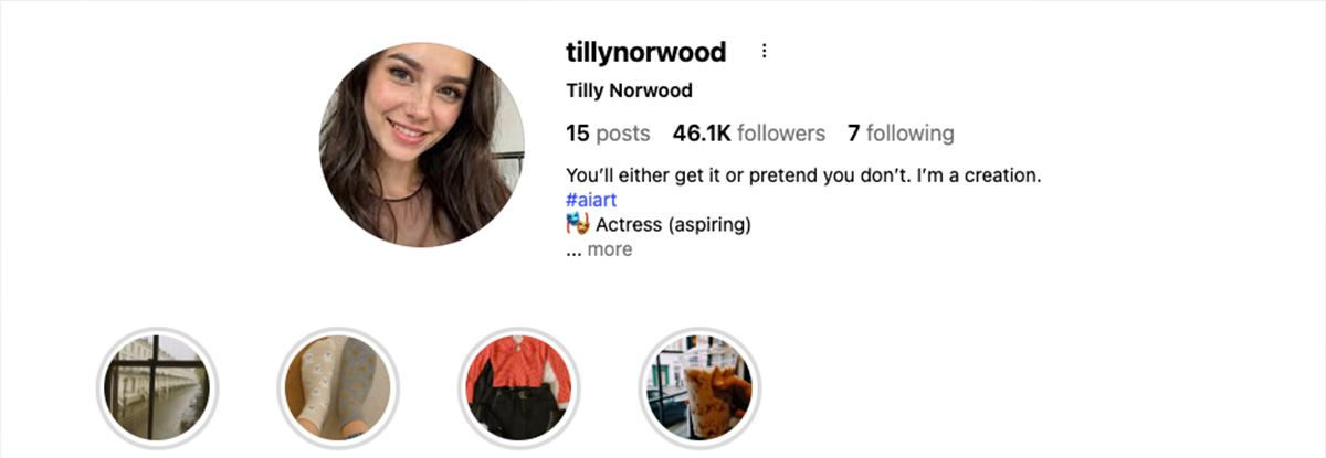 Perfil de Instagram de Tilly Norwood