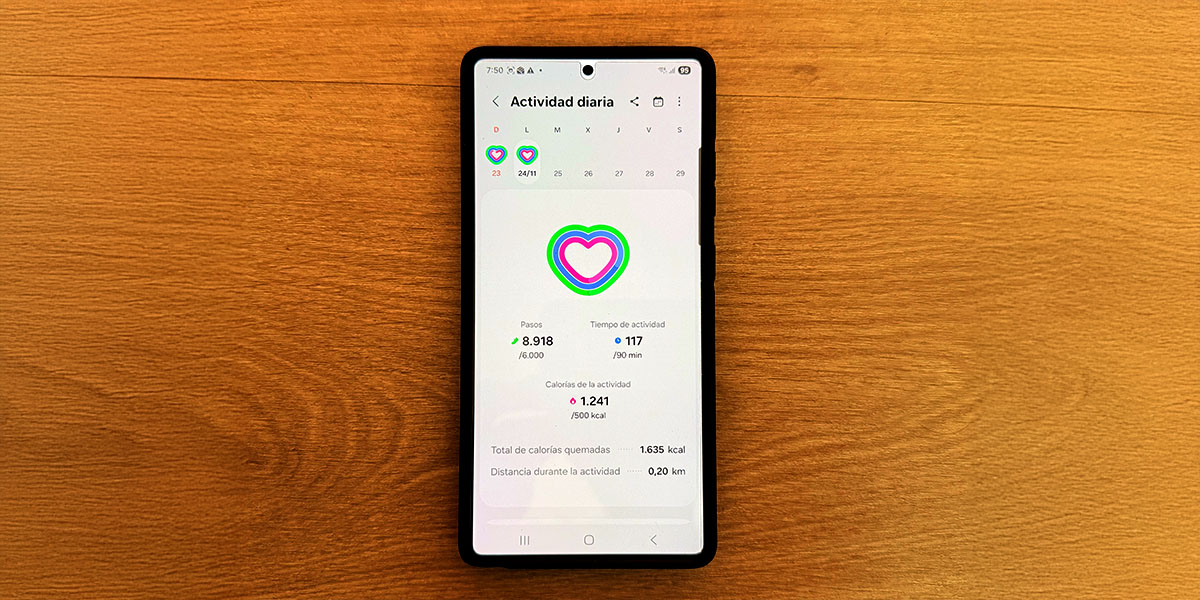 Resultado de la rutina en Samsung Health