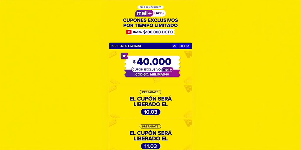 Cupones exclusivos de meli+ days