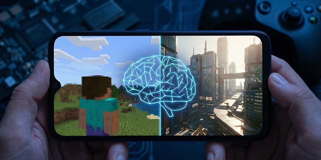 Ilustración con IA de lo que sería un Neural Super Sampling exagerado