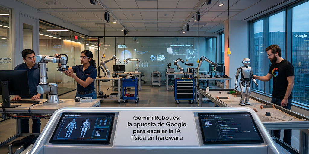 Ilustración creada con IA sobre Gemini Robotics