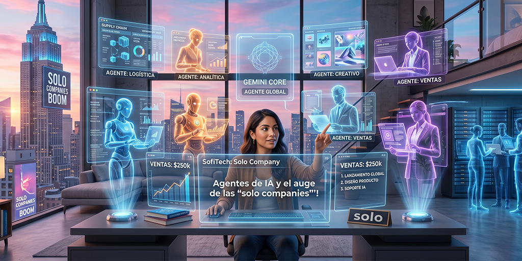 Ilustración elaborada con IA de lo que sería un solopreneur