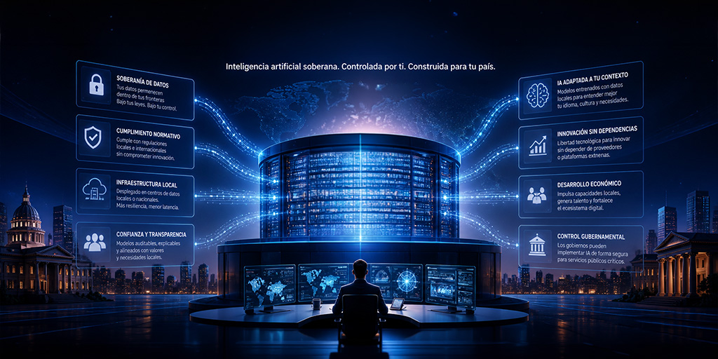 Ilustración generada por IA acerca de la Soberanía de los datos