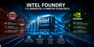 Ilustración hecha con IA acerca de la competencia en el terreno del Foundry
