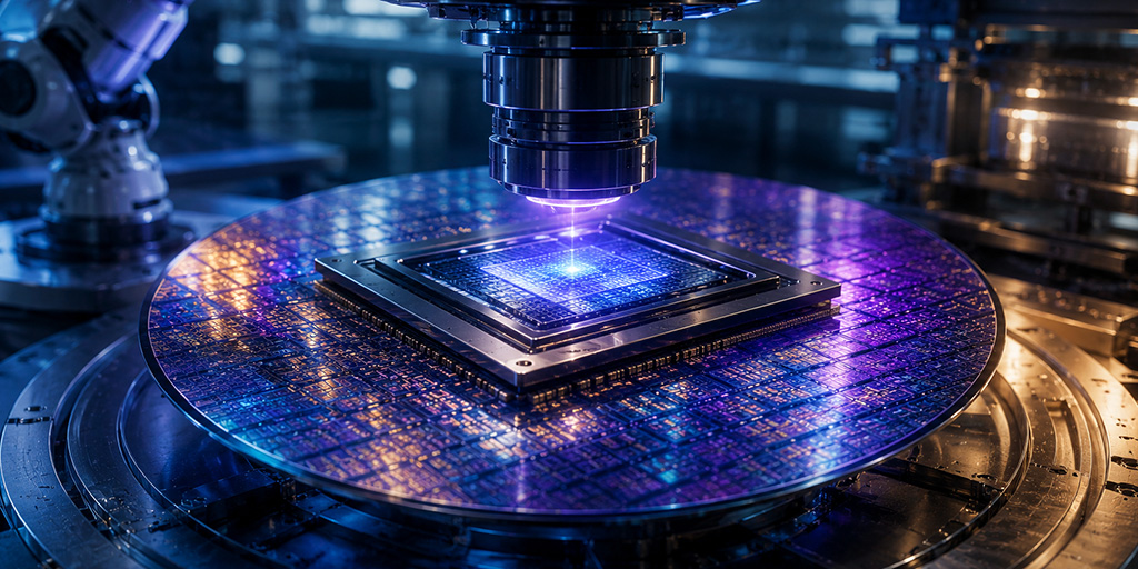 Imagen generada por IA acerca de los nuevo chip de 1 nm