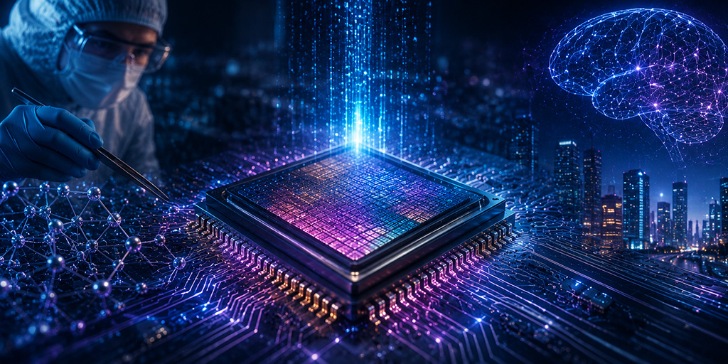Imagen generada por IA acerca del Chip de 1 nm
