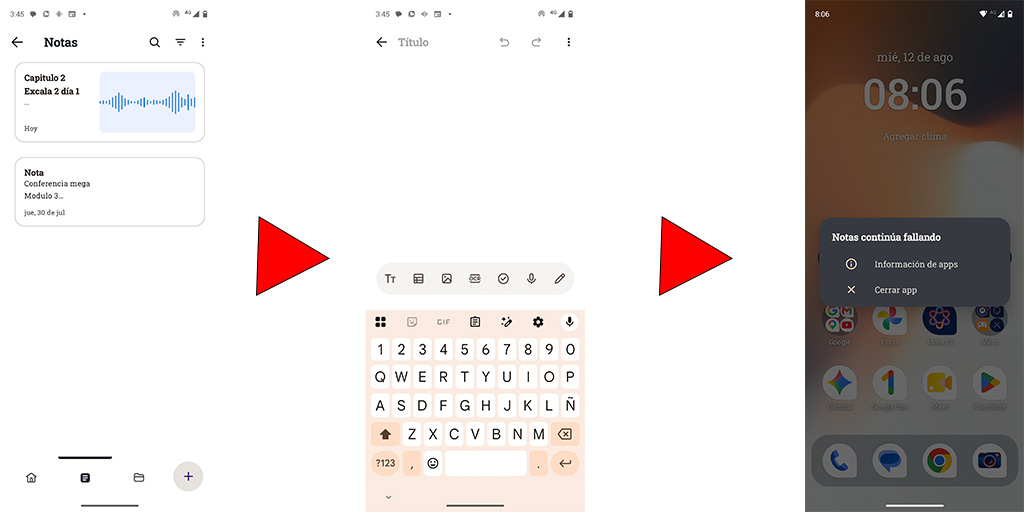 Problema con la app de Moto Notas que no muestra ni transcribe el audio cuando es largo