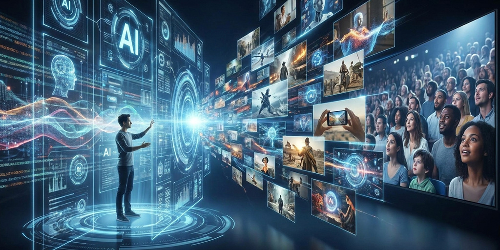 Imagen sintética acerca de la creación de video con IA