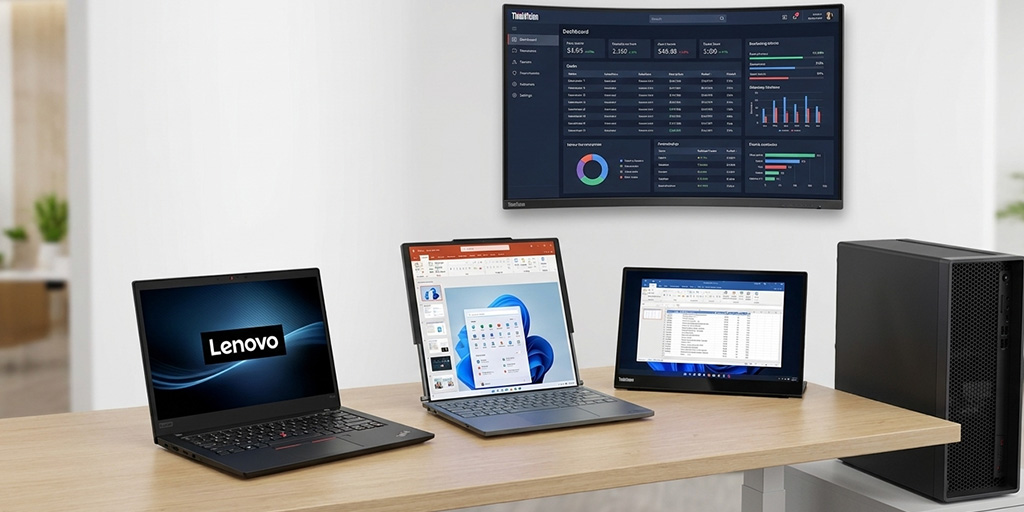Imagen creada con IA acerca de los nuevos dispositivos de Lenovo